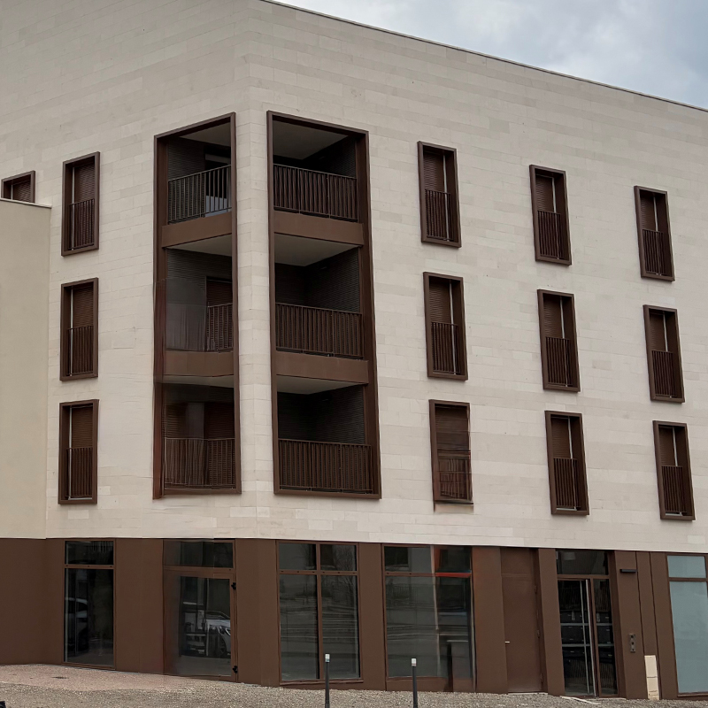 worms eye view of buildings